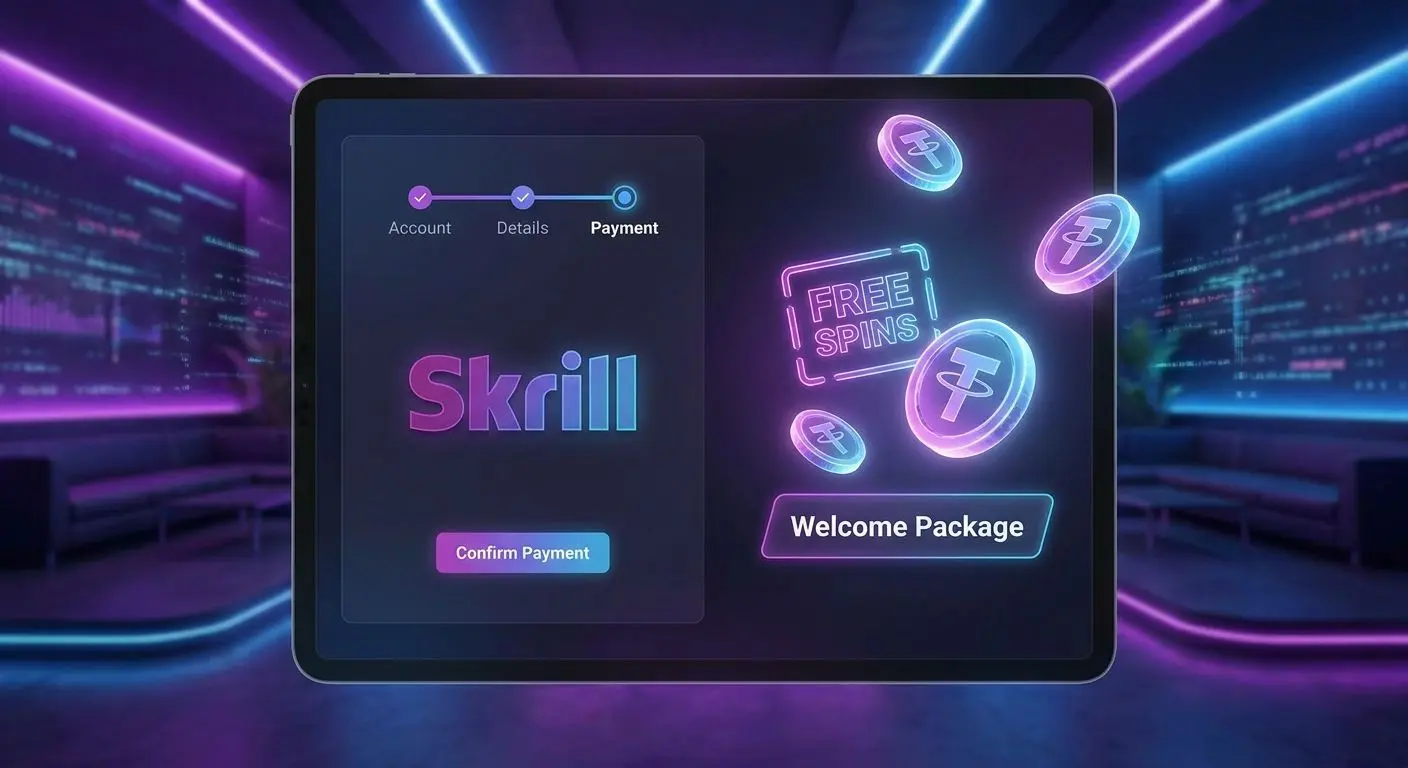 Schemat bonusu bez depozytu ze Skrill przy rejestracji konta