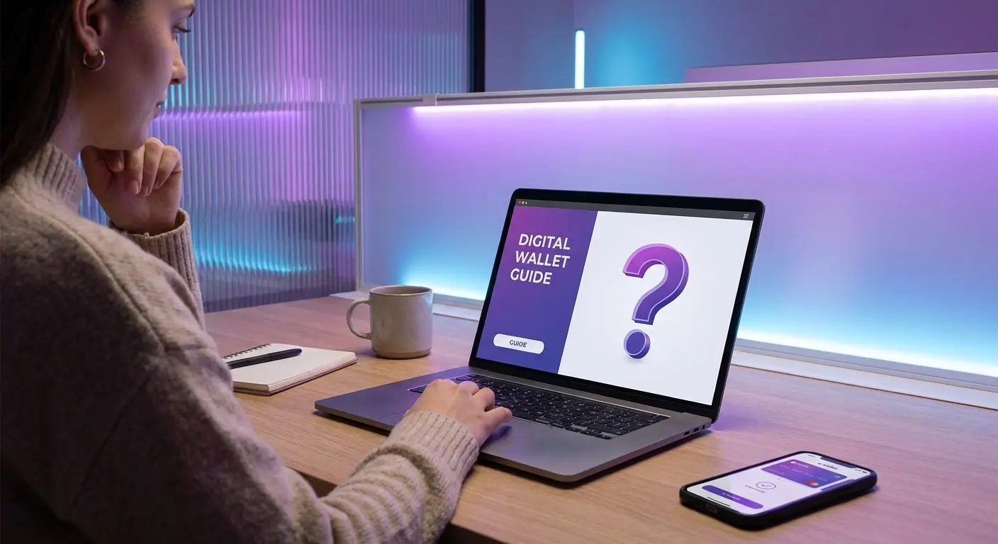 Gracz sprawdza FAQ o cashbacku Skrill na laptopie