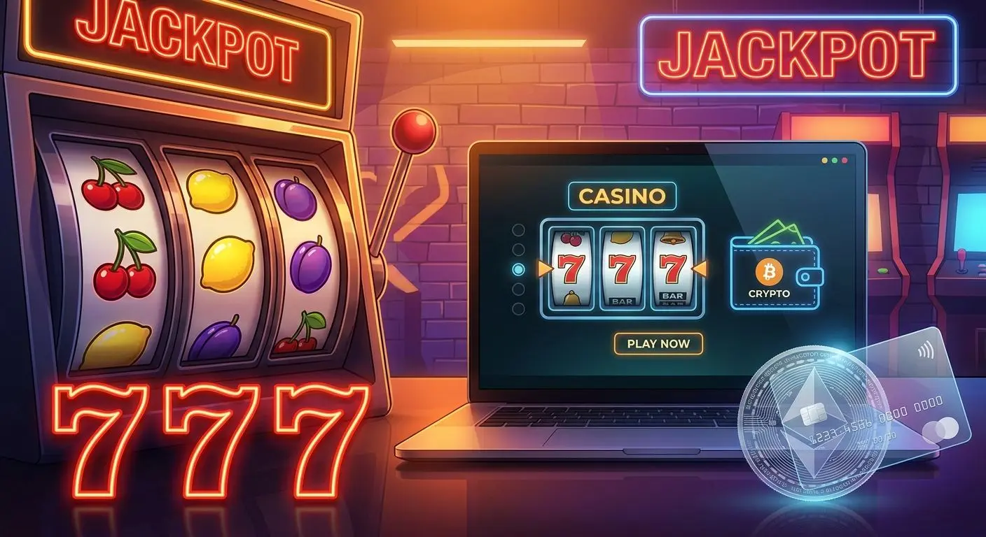 Kolaż klasycznych gier hot spot z symbolami 7 i owocami online