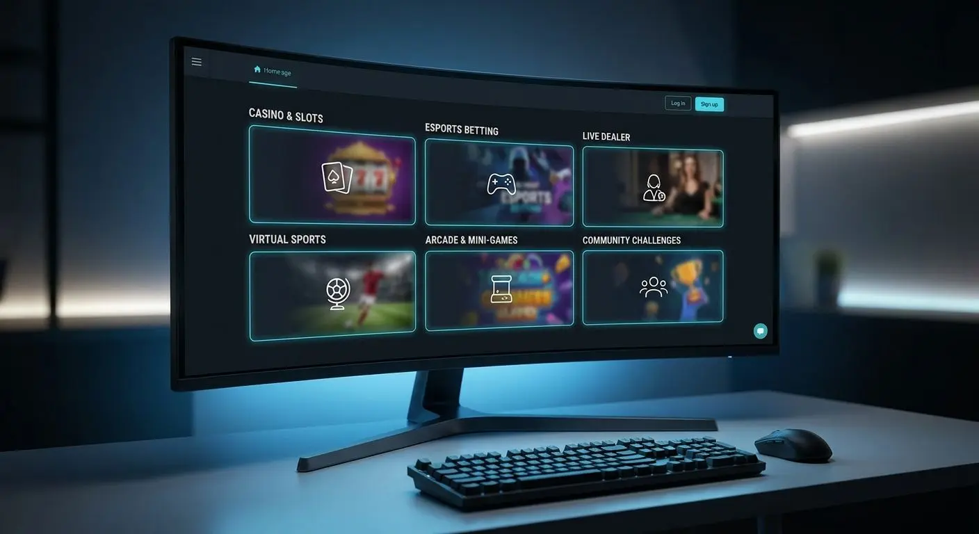 Ekran główny platformy online z kategoriami gier